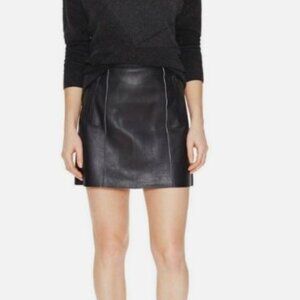 Vince Women Mini Skirt 100% Leather Black Size 6, Pockets, Goth, Punk, Feminine